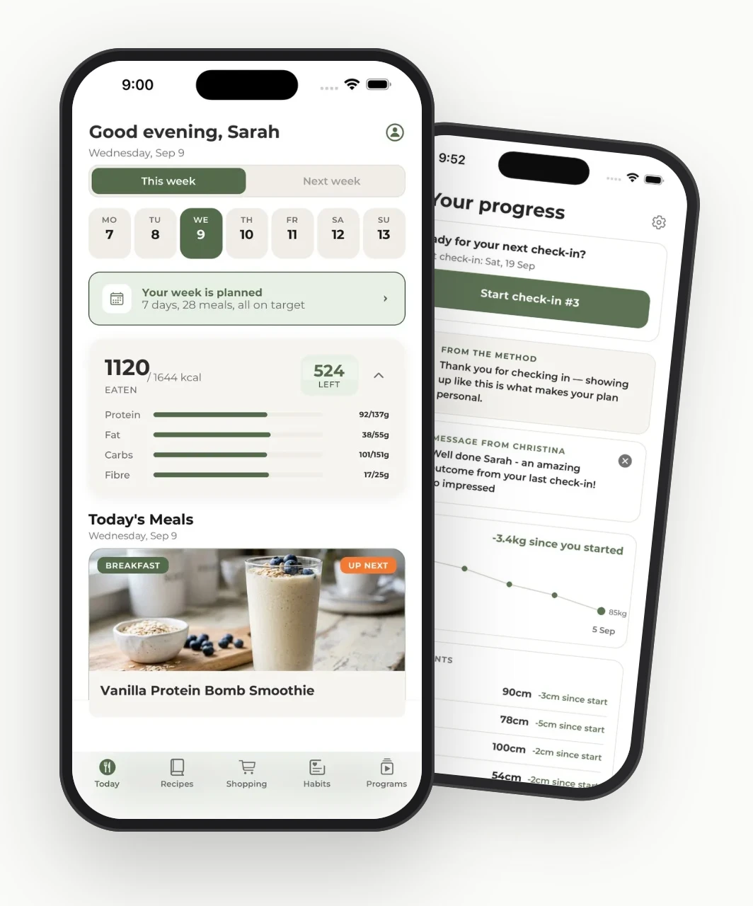 The Simple Health Method app — today's plan and progress